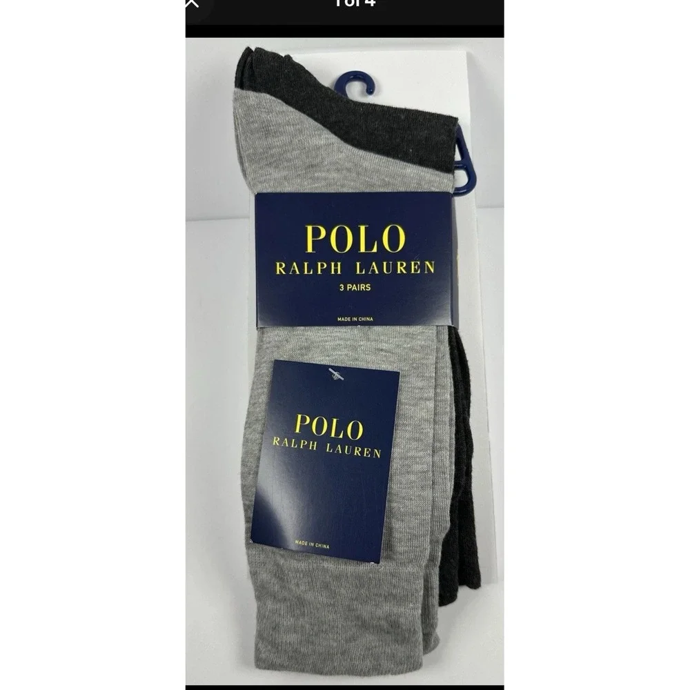 Polo Ralph Lauren Men's Crew Socks - 3 Pairs - Black/Black/Black (Size 6-12)